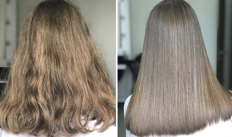 Souplellis результат выпрямления волос до и после